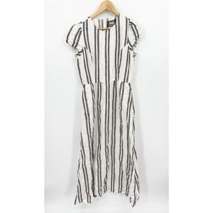 Reformation Dress Womens 8 Striped Cornelia Linen Maxi Short Sleeve Boho Flowy